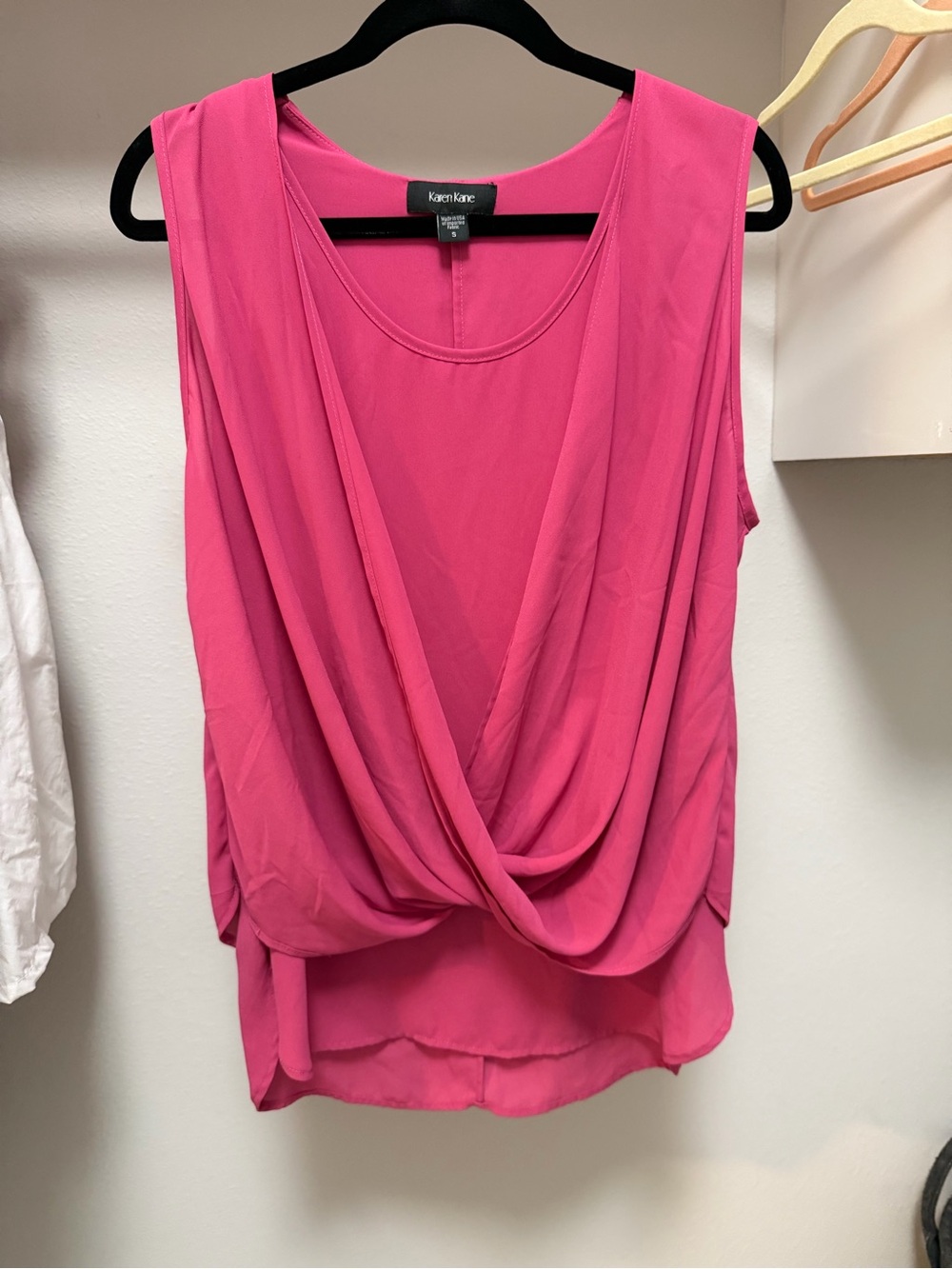 Karen Kane Hot Pink Draped Sleeveless Camisole